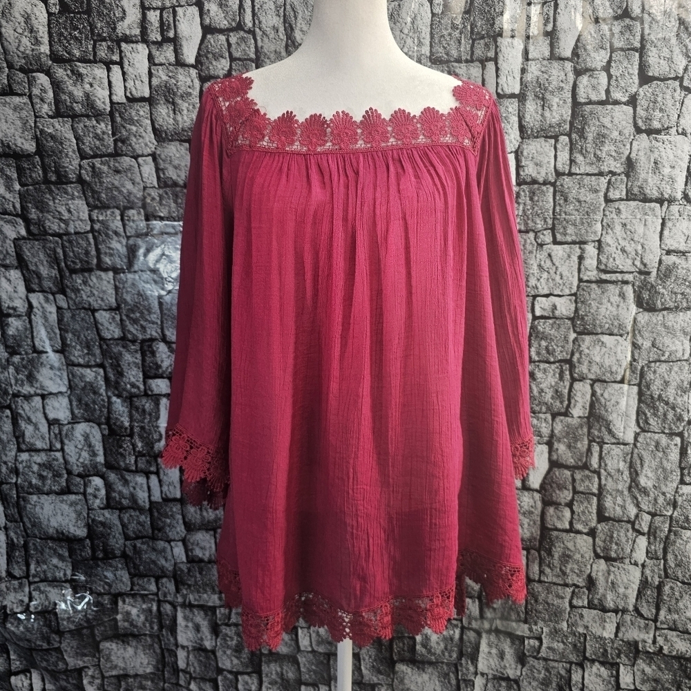 Zac & Rachel Plus Size Peasant Top. 3X